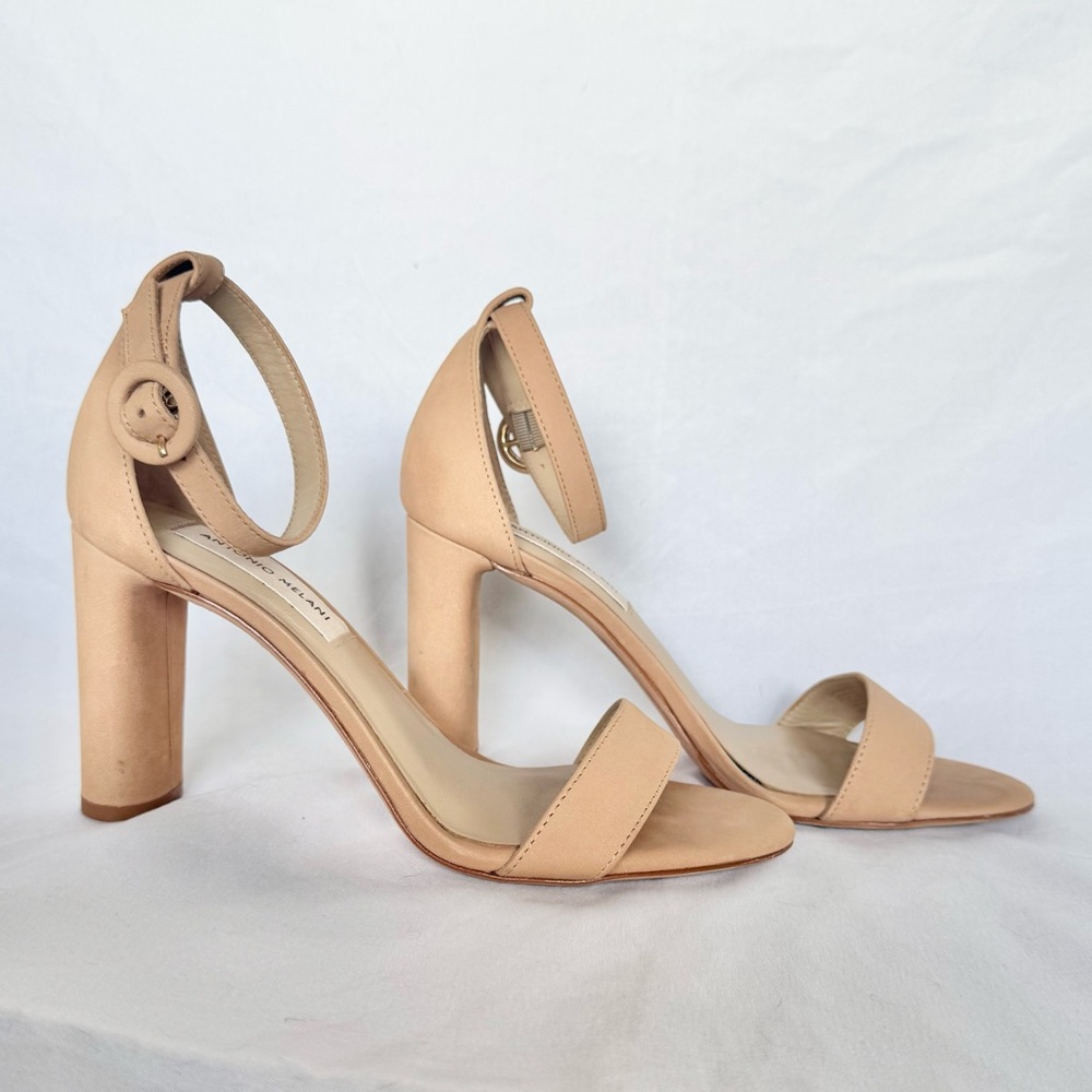 Antonio Melani Caroline Nubuck Leather Ankle Strap Block Heels